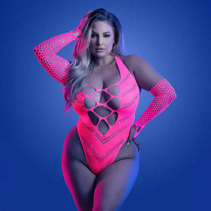 Fantasy Lingerie Glow Flashback UV Rhinestone Teddy