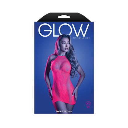 Fantasy Lingerie Glow Back It Up Halter Dress in Floral Knit and Fishnet